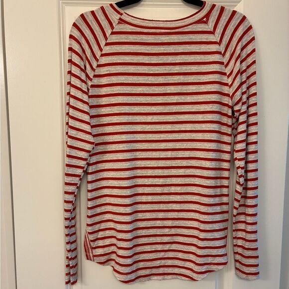 ANTHROPOLOGIE LEFT OF CENTER Long Sleeve Stripe Shirt Red Women’s Size XS - Picture 2 of 4
